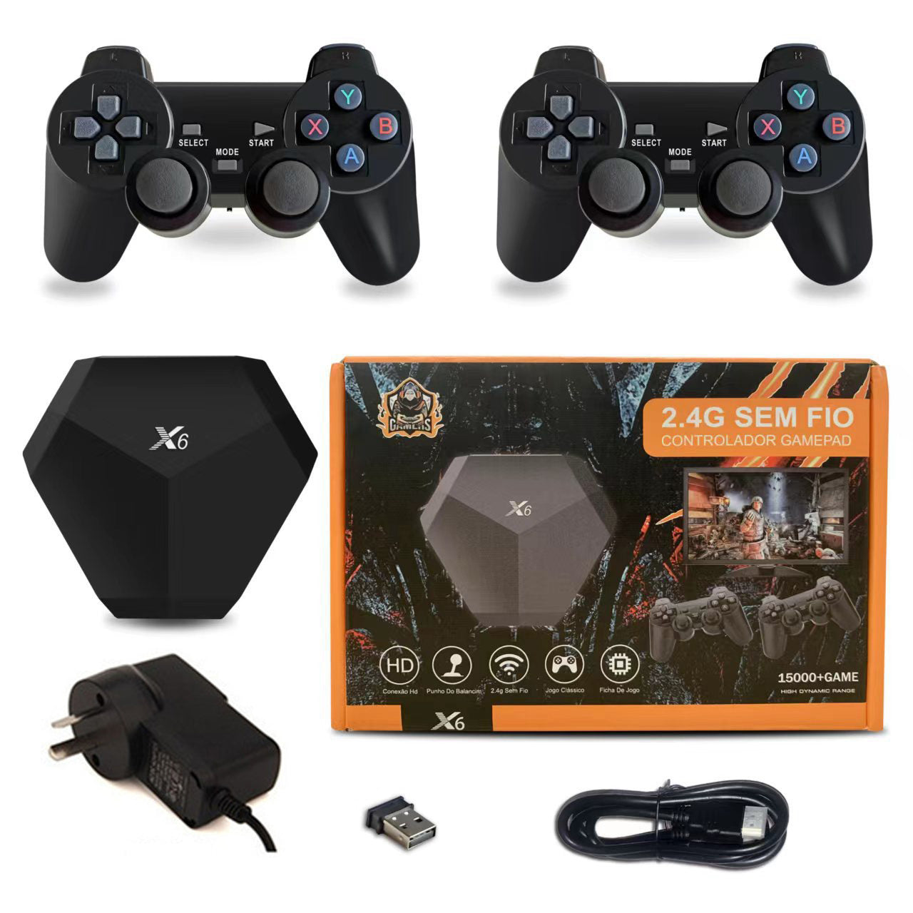 X6 2.4G Wireless Game Console Set with 2 Controller 64G 15000 Games TV Game Console Support 9 Emulators X6 2.4G Wireless Game Console Set with 2 Controller 64G 15000 Games TV Game Console Support 9 Emulators